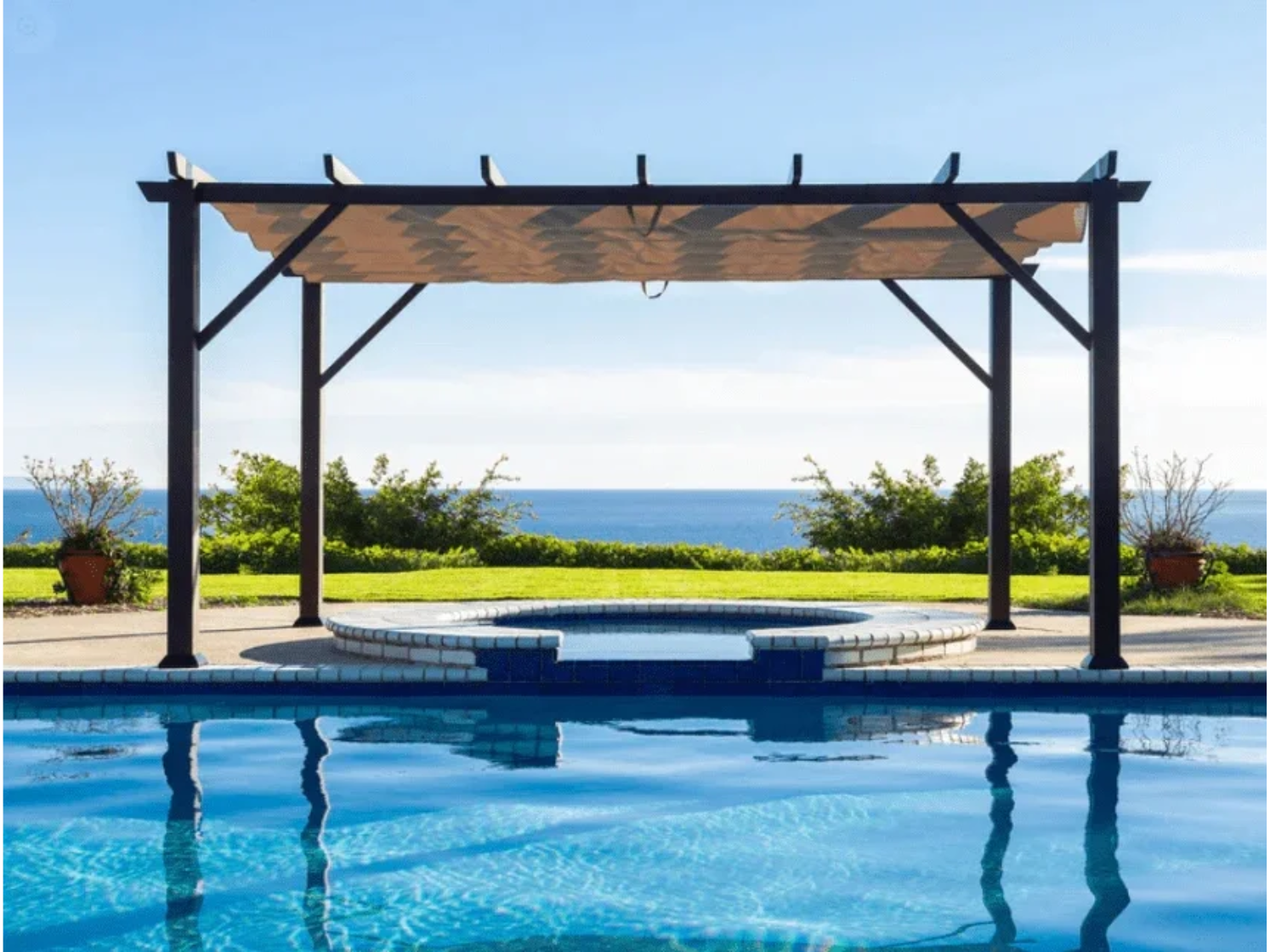 Paragon Outdoor Modena Aluminum Pergola Espresso Convertible Canopy Size: 12×12