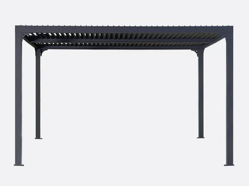 Paragon Outdoor Novara Gray/White Aluminum Pergola 10×12 with Louvered Canopy