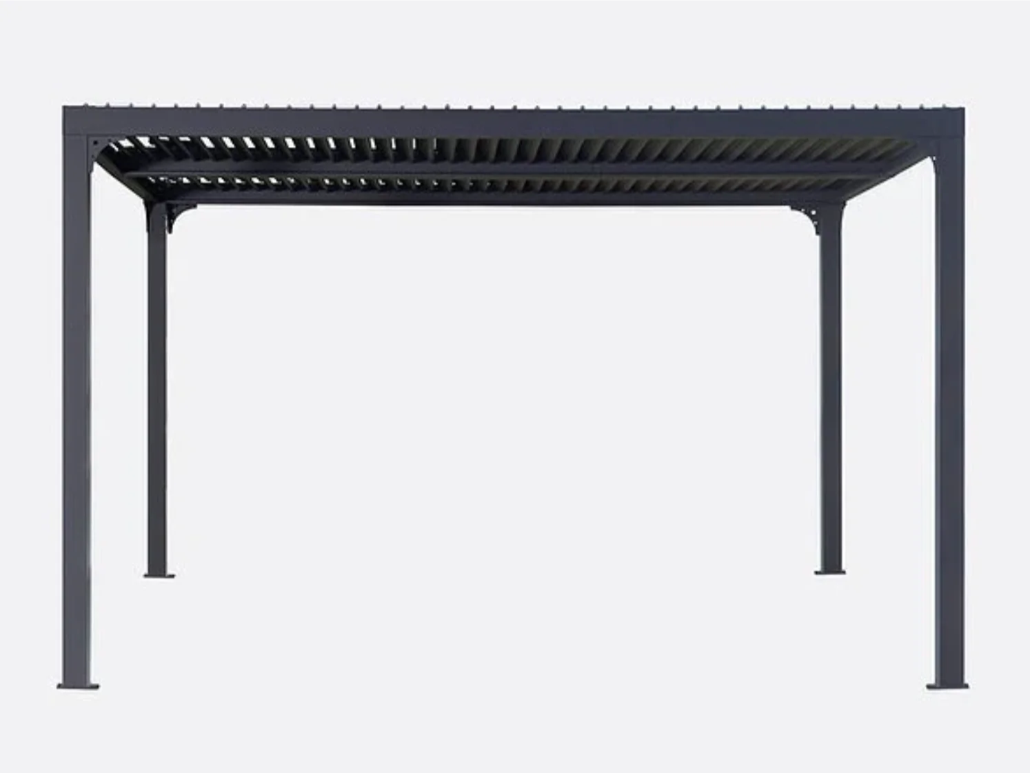 Paragon Outdoor Novara Gray/White Aluminum Pergola 10×12 with Louvered Canopy